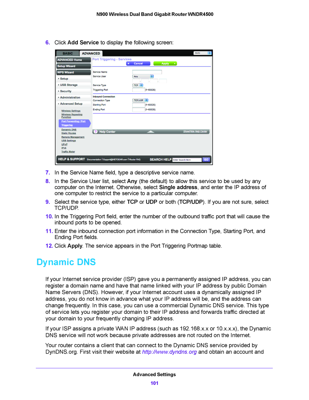 NETGEAR WNDR4500 user manual Dynamic DNS 