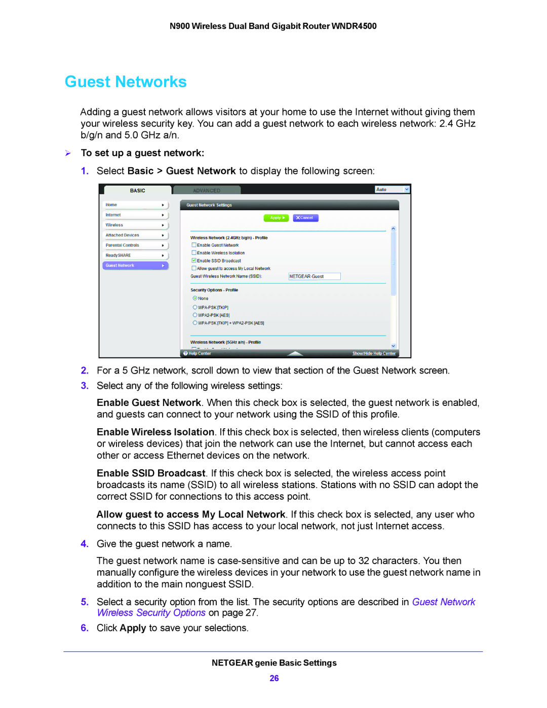 NETGEAR WNDR4500 user manual Guest Networks,  To set up a guest network 