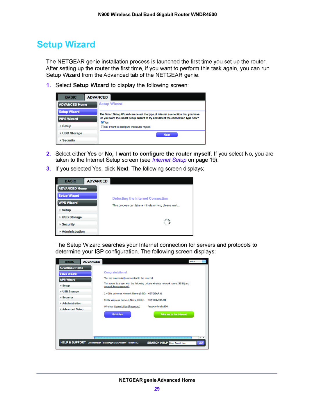 NETGEAR WNDR4500 user manual Setup Wizard 