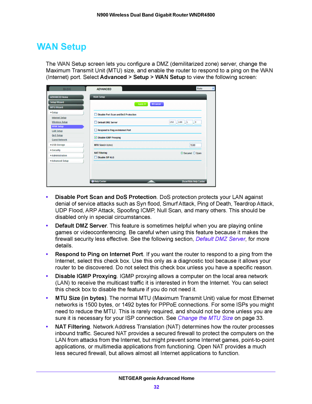 NETGEAR WNDR4500 user manual WAN Setup 