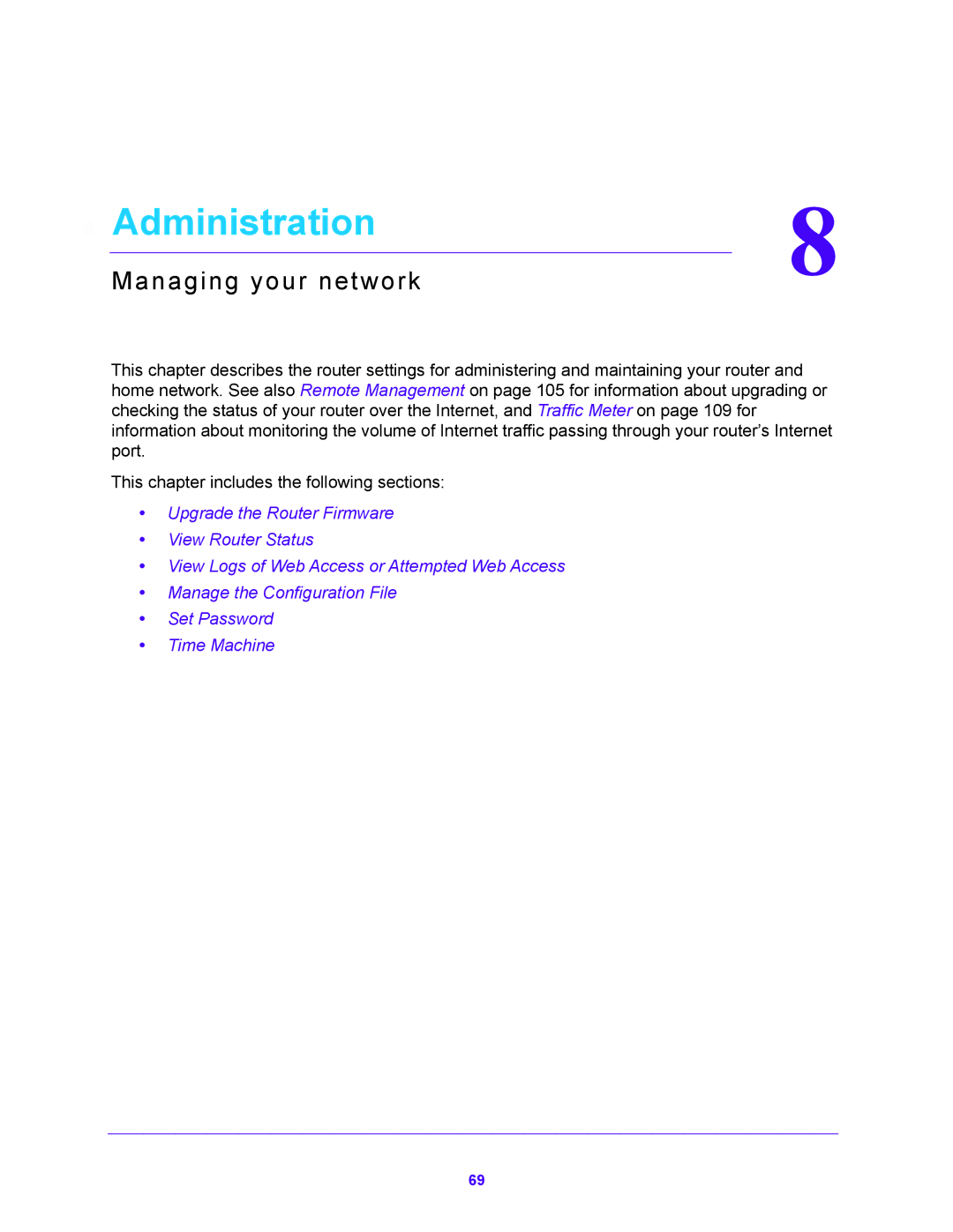 NETGEAR WNDR4500 user manual Administration, Managing your network 