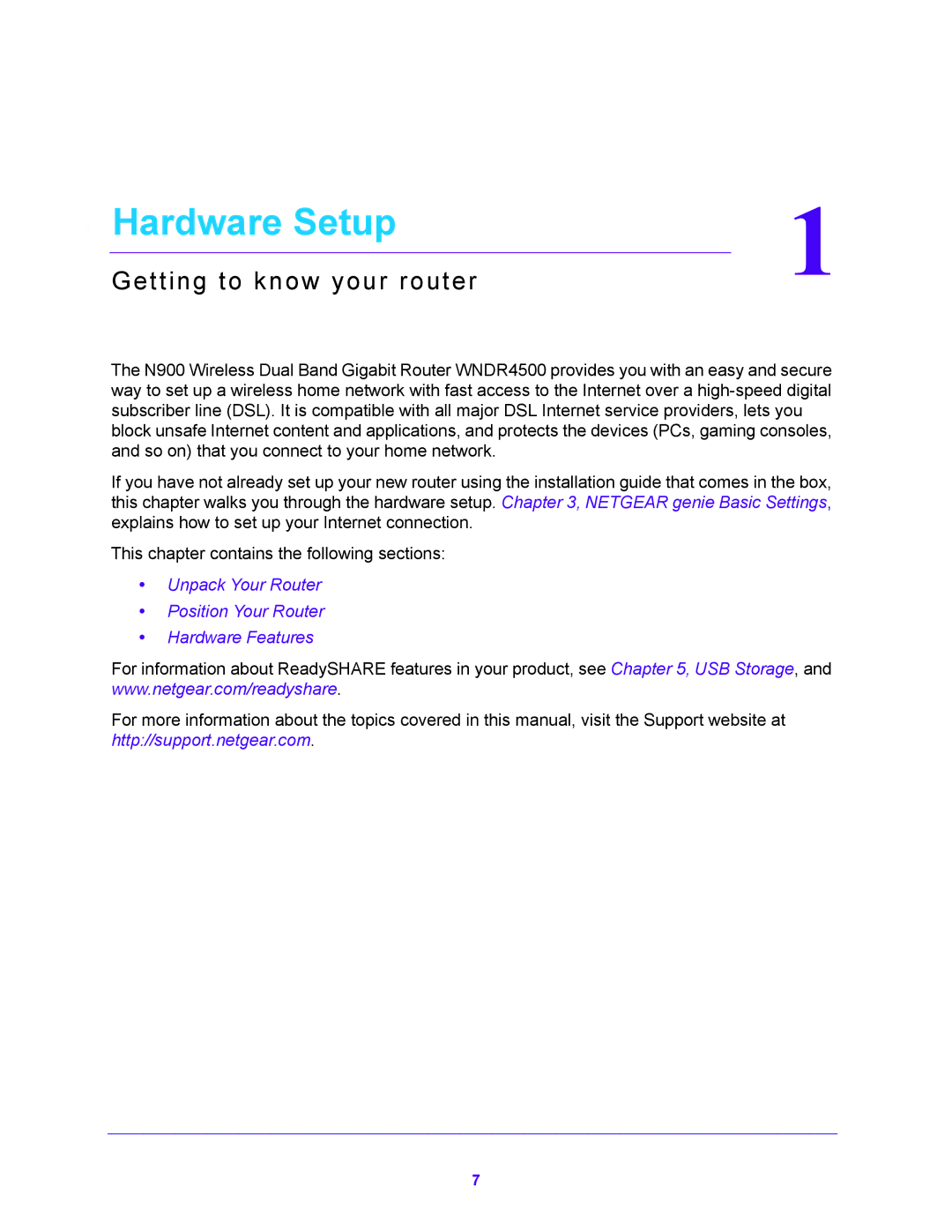 NETGEAR WNDR4500 user manual Hardware Setup, Getting to know your router 