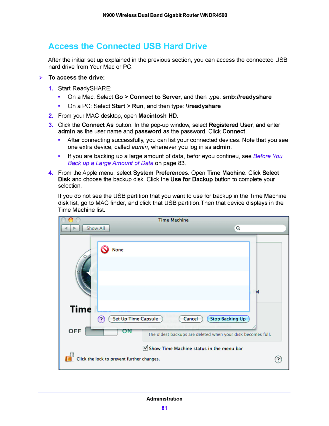 NETGEAR WNDR4500 user manual Access the Connected USB Hard Drive,  To access the drive 