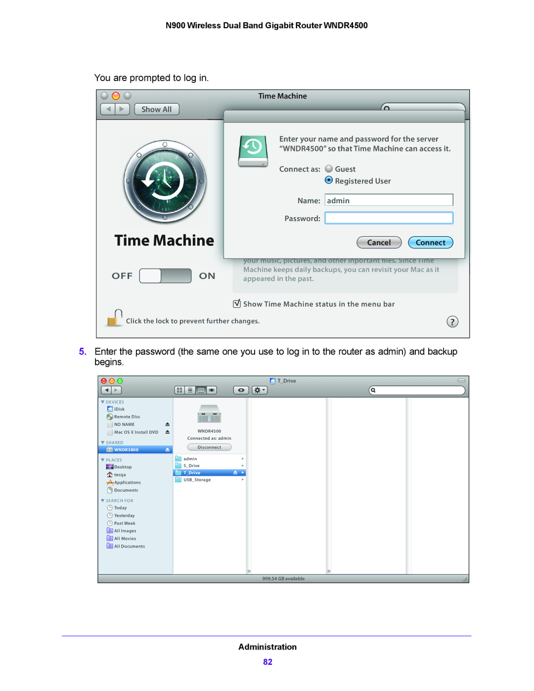 NETGEAR WNDR4500 user manual Time Machine 
