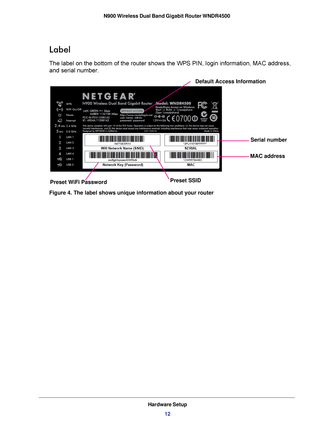 NETGEAR WNDR4500 user manual Label 