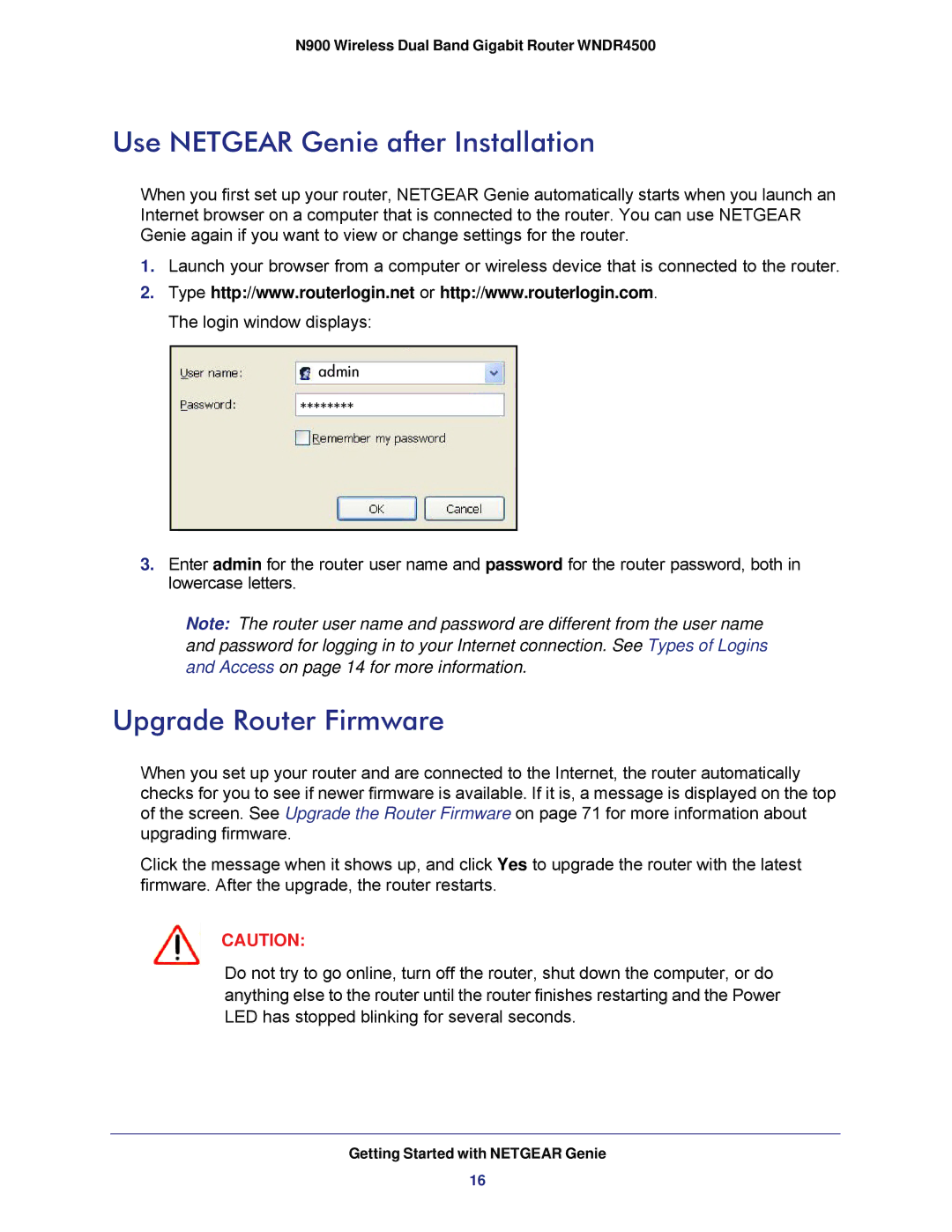 NETGEAR WNDR4500 user manual Use Netgear Genie after Installation, Upgrade Router Firmware 