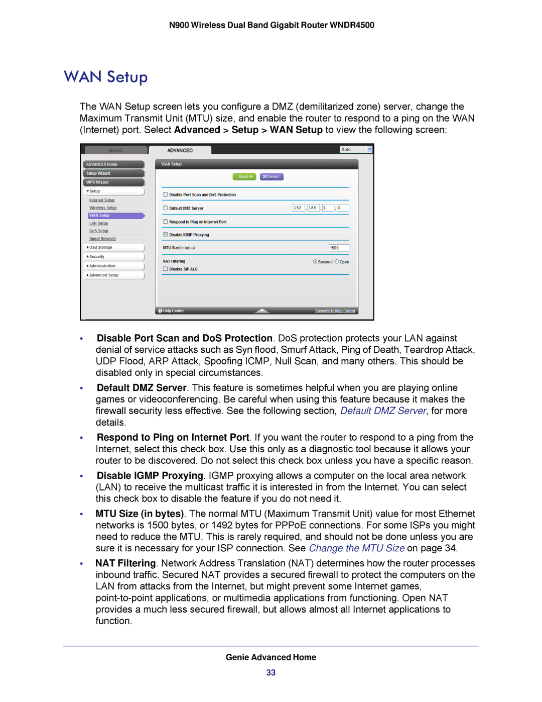 NETGEAR WNDR4500 user manual WAN Setup 