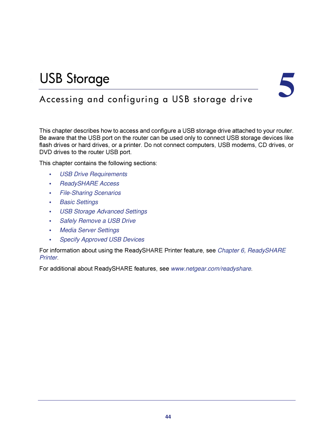 NETGEAR WNDR4500 user manual USB Storage 