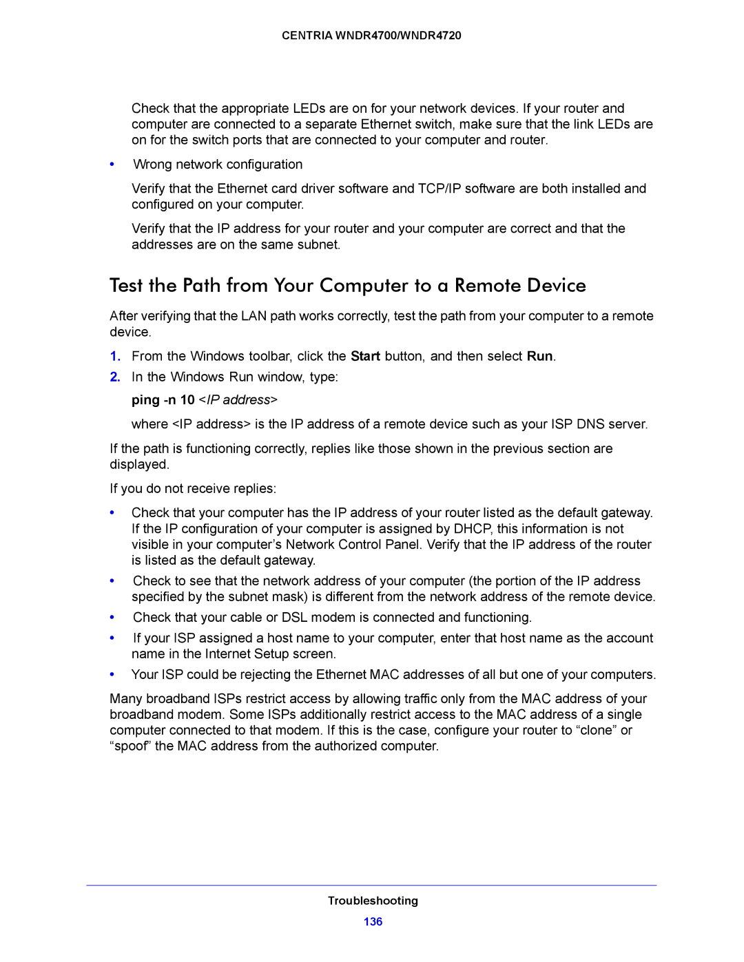 NETGEAR WNDR4700, WNDR4720 user manual Test the Path from Your Computer to a Remote Device 