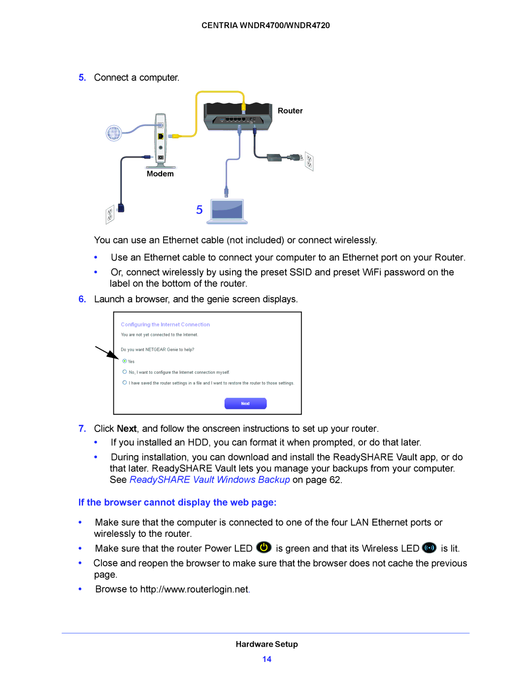 NETGEAR WNDR4700, WNDR4720 user manual If the browser cannot display the web 