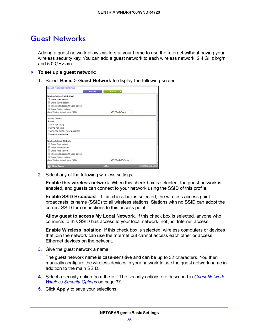 NETGEAR WNDR4700, WNDR4720 user manual Guest Networks,  To set up a guest network 