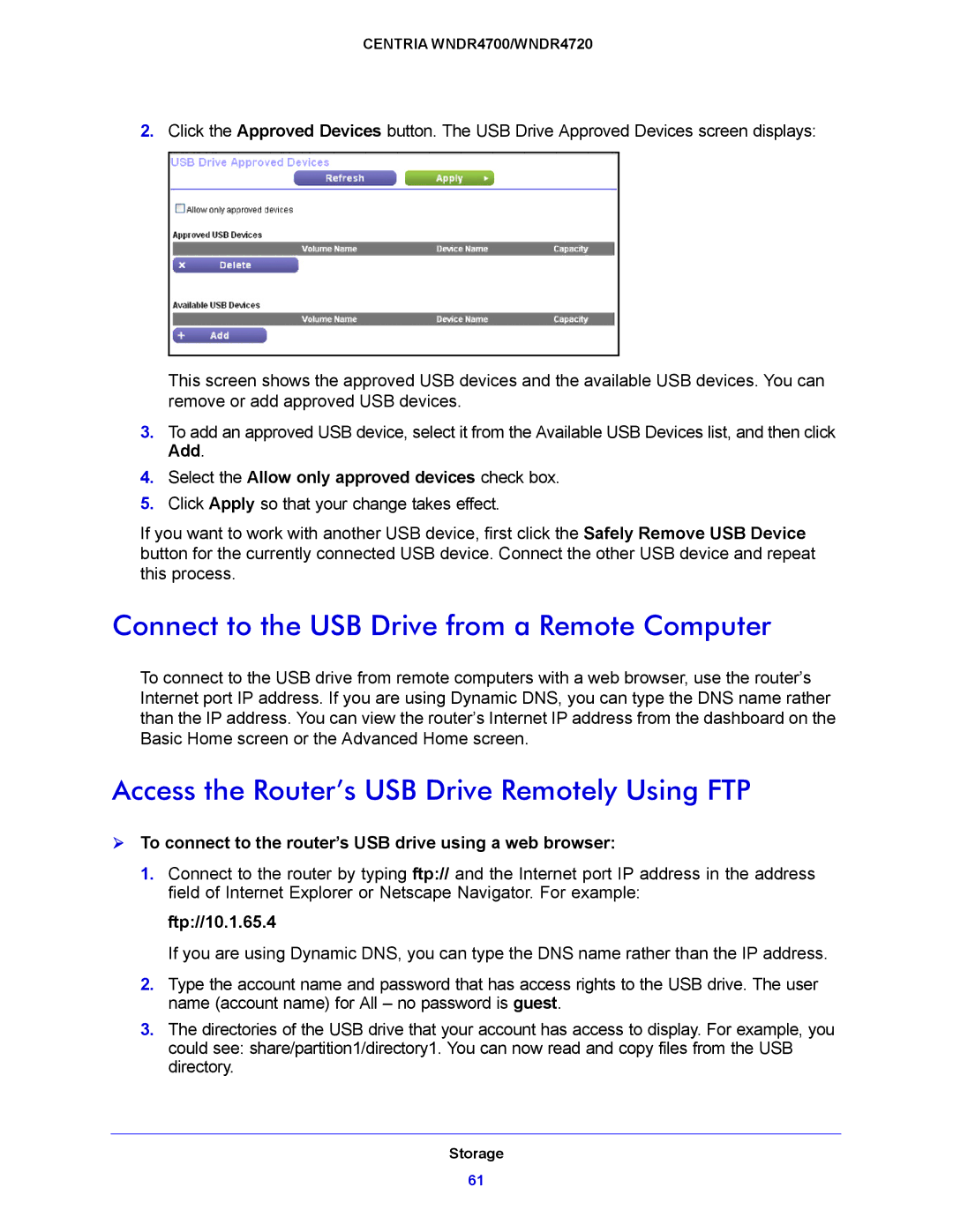 NETGEAR WNDR4720 Connect to the USB Drive from a Remote Computer, Access the Router’s USB Drive Remotely Using FTP 