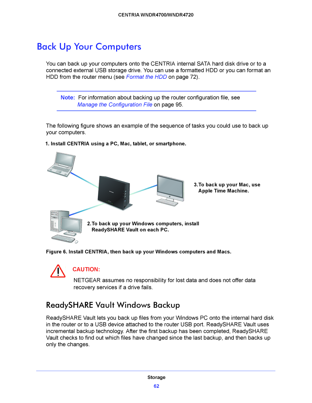 NETGEAR WNDR4700, WNDR4720 user manual Back Up Your Computers, ReadySHARE Vault Windows Backup 