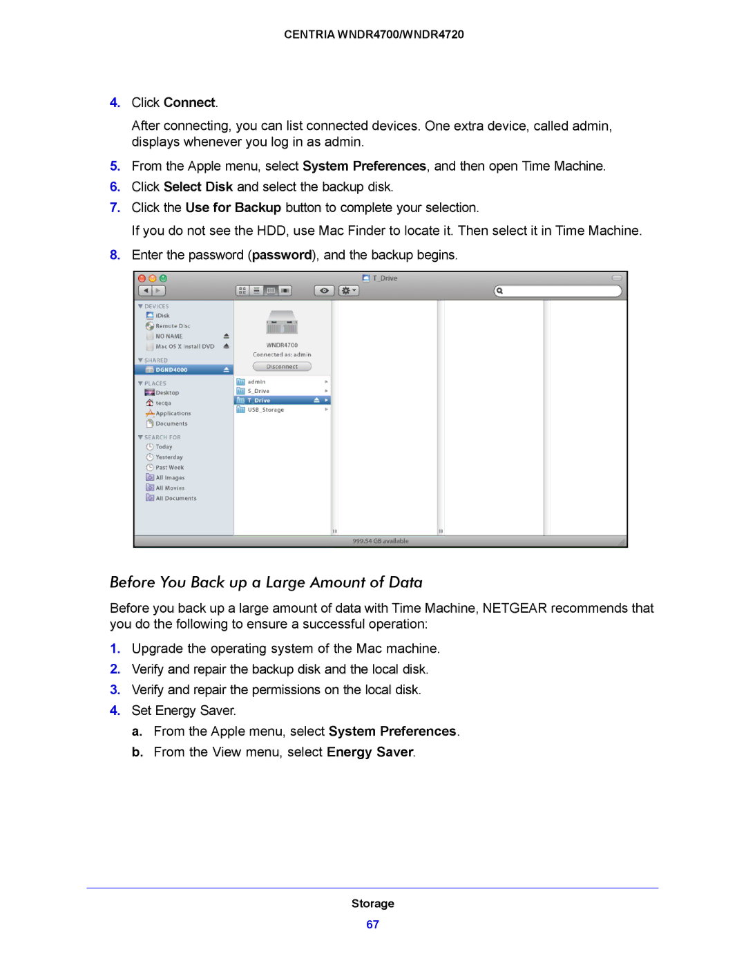 NETGEAR WNDR4720, WNDR4700 user manual Before You Back up a Large Amount of Data 