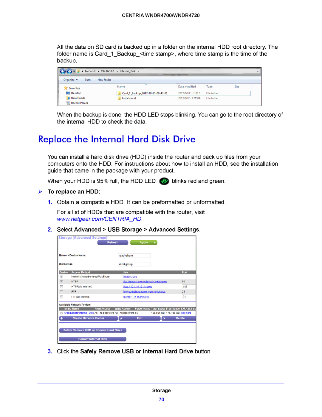 NETGEAR WNDR4700, WNDR4720 user manual Replace the Internal Hard Disk Drive,  To replace an HDD 