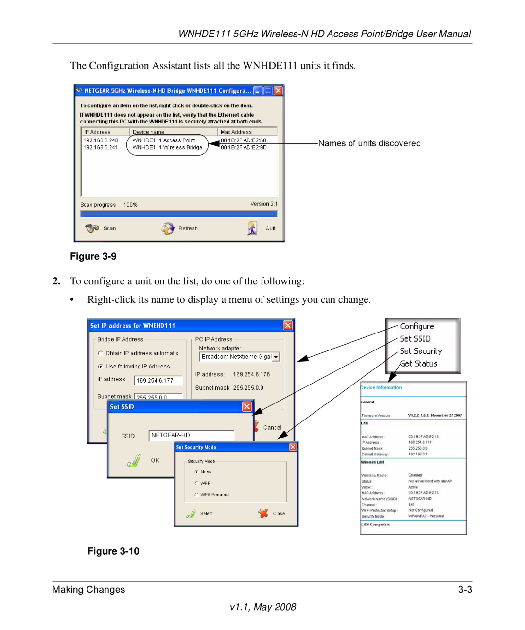 NETGEAR WNHDE111 5GHz user manual Names of units discovered 