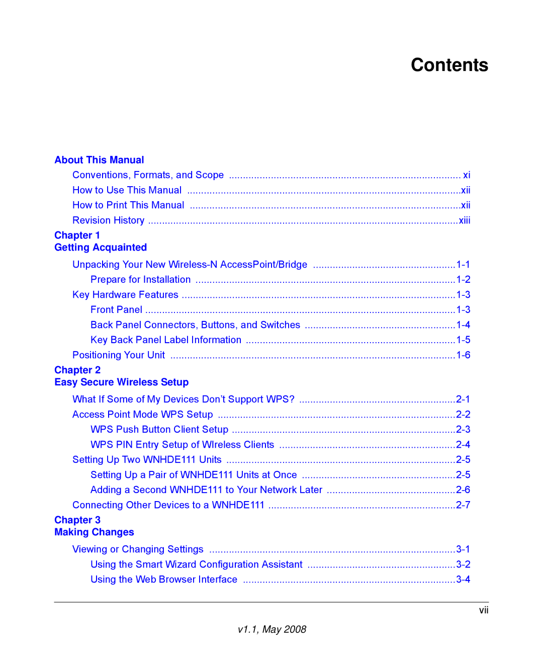 NETGEAR WNHDE111 5GHz user manual Contents 