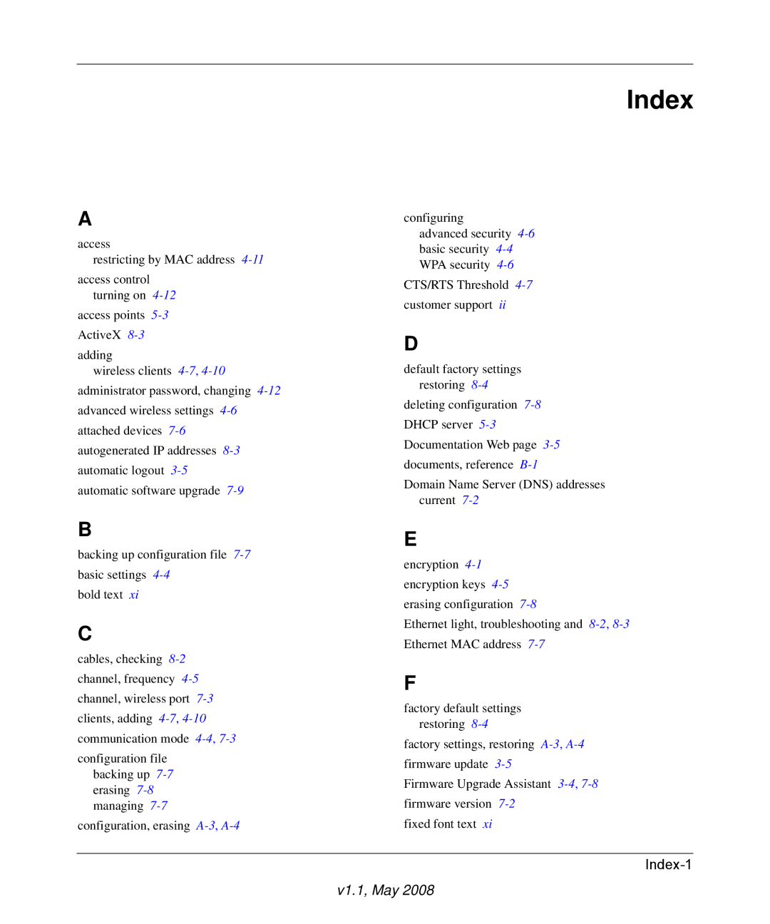 NETGEAR WNHDE111 5GHz user manual Index 