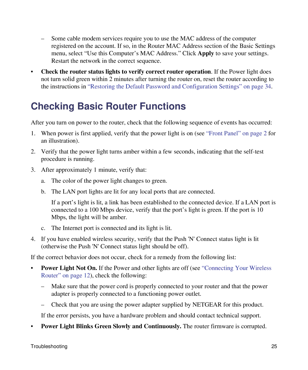 NETGEAR WNR1000, N150 manual Checking Basic Router Functions 