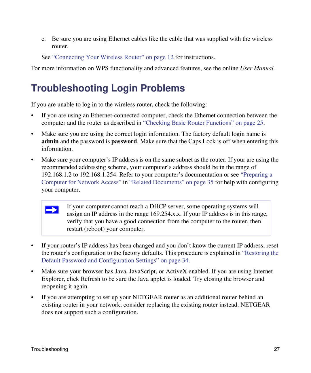 NETGEAR WNR1000, N150 manual Troubleshooting Login Problems 