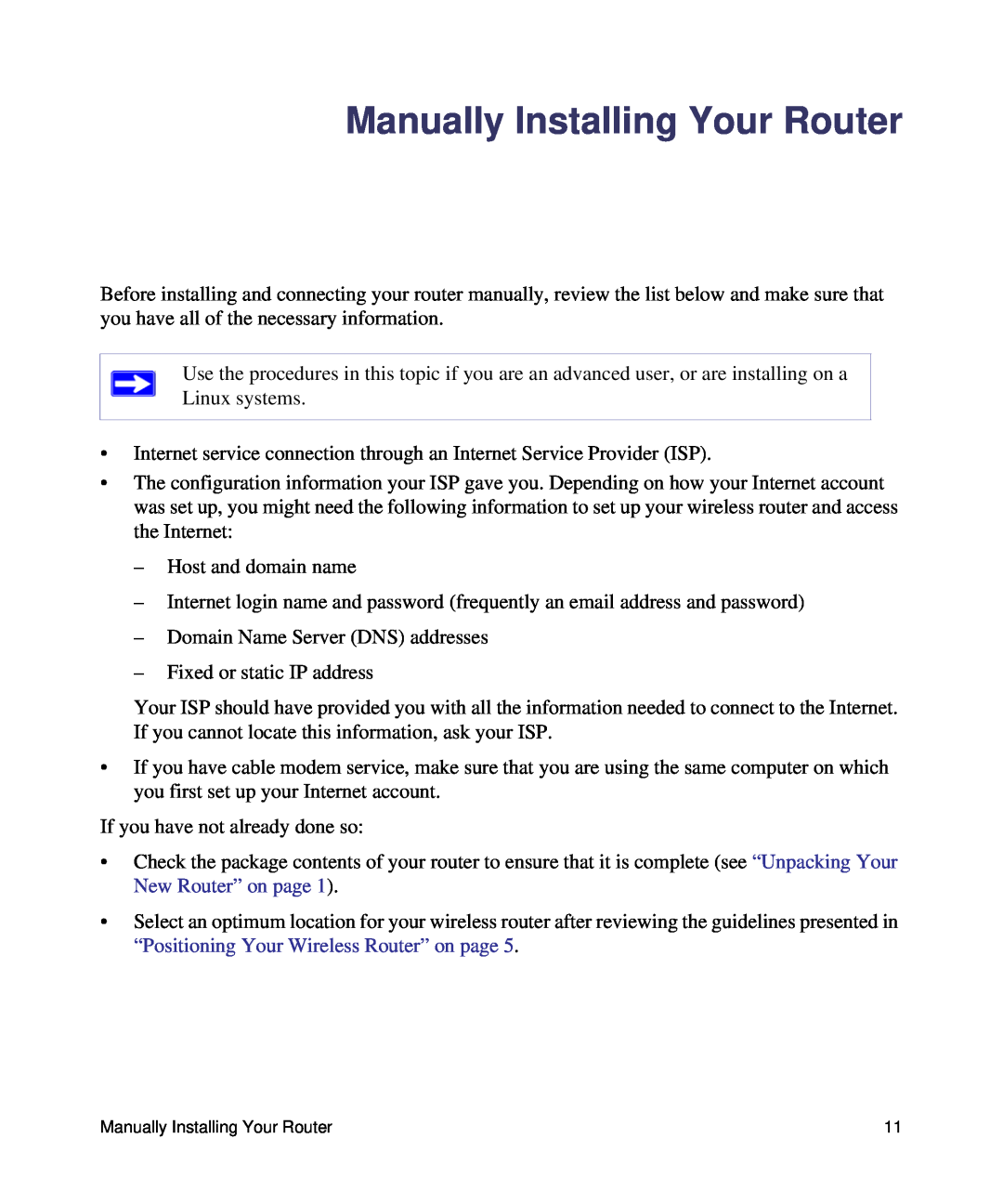 NETGEAR N150, WNR1000 manual Manually Installing Your Router 