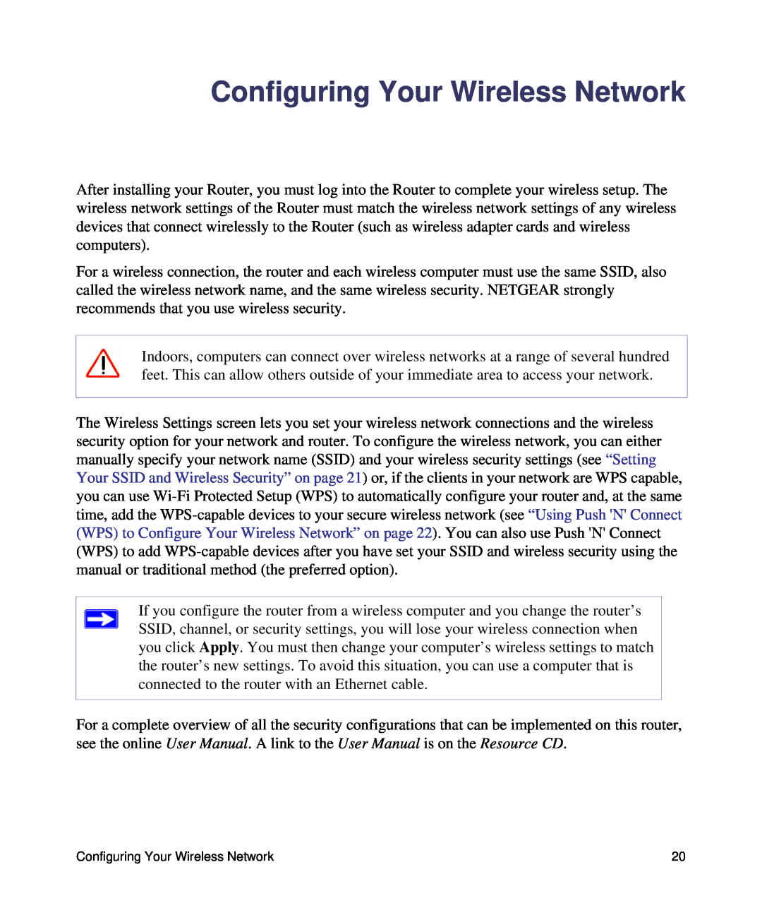 NETGEAR WNR1000, N150 manual Configuring Your Wireless Network 