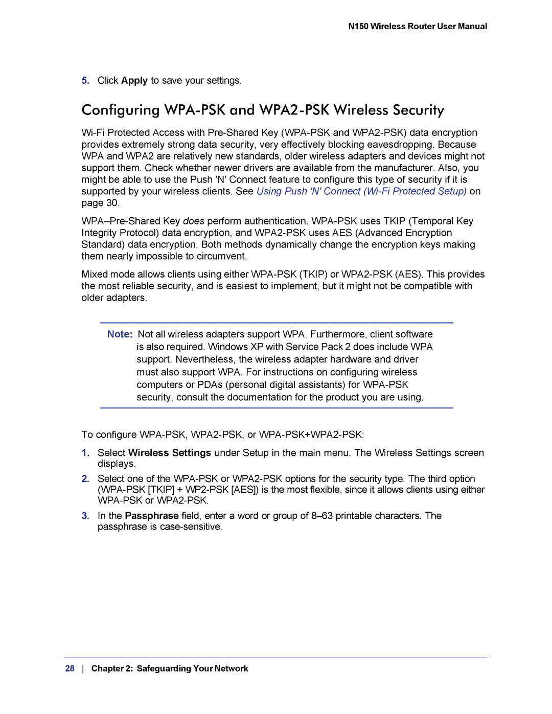 NETGEAR WNR1000v3h2 manual Configuring WPA-PSK and WPA2-PSK Wireless Security 