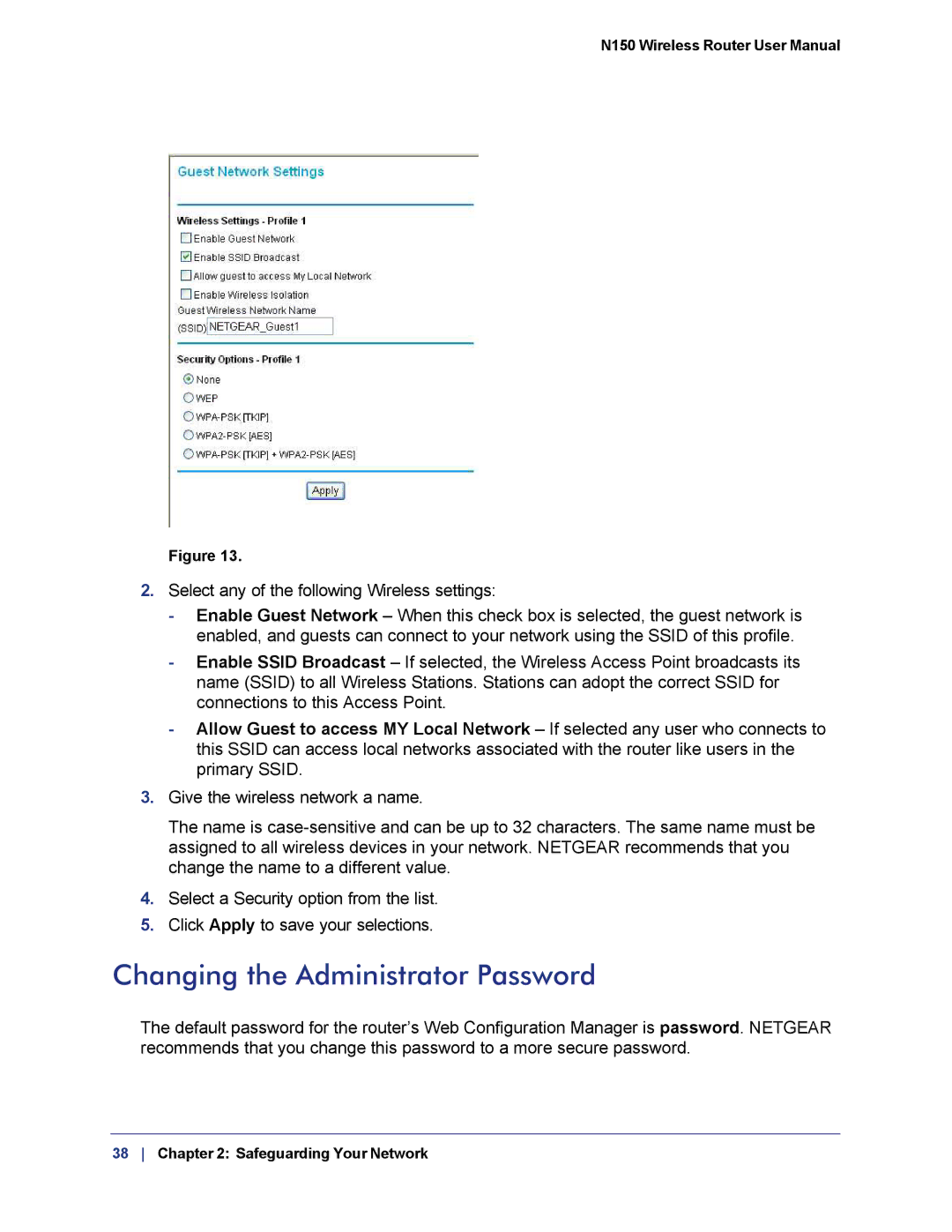 NETGEAR WNR1000v3h2 manual Changing the Administrator Password 