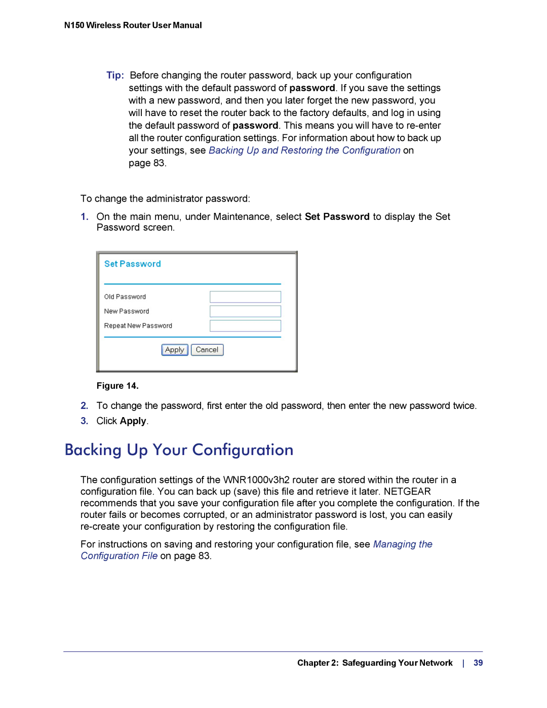 NETGEAR WNR1000v3h2 manual Backing Up Your Configuration 