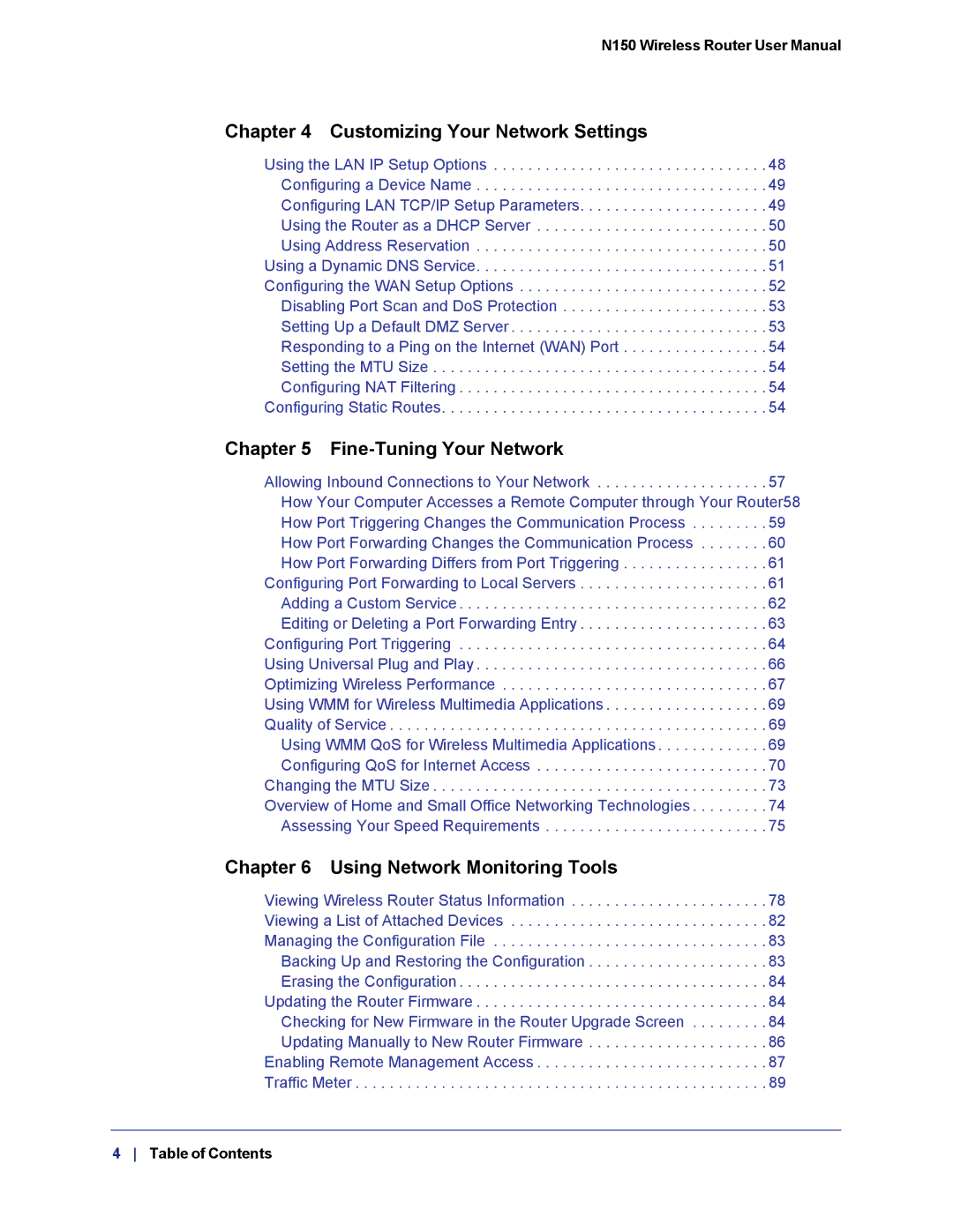 NETGEAR WNR1000v3h2 manual Customizing Your Network Settings 