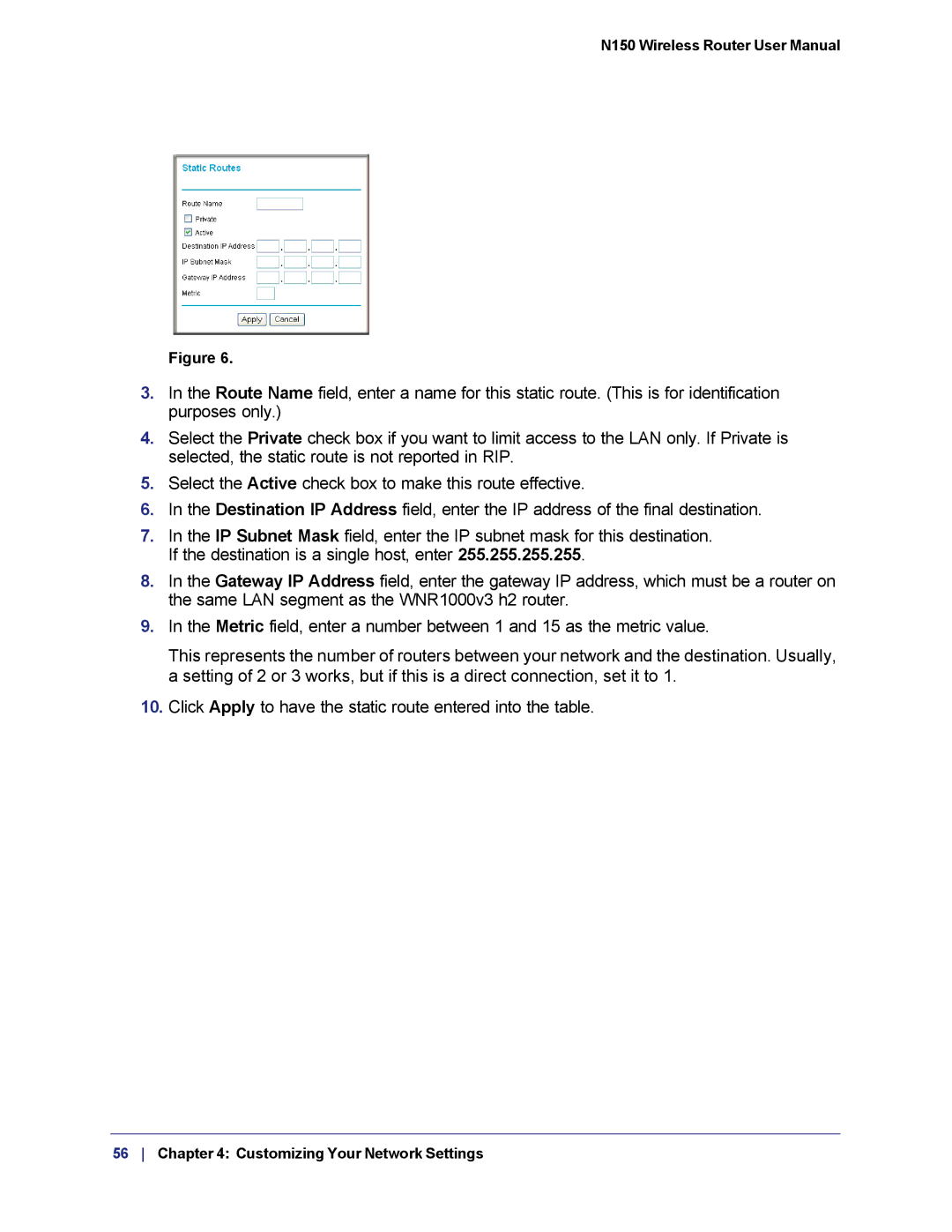 NETGEAR WNR1000v3h2 manual Customizing Your Network Settings 