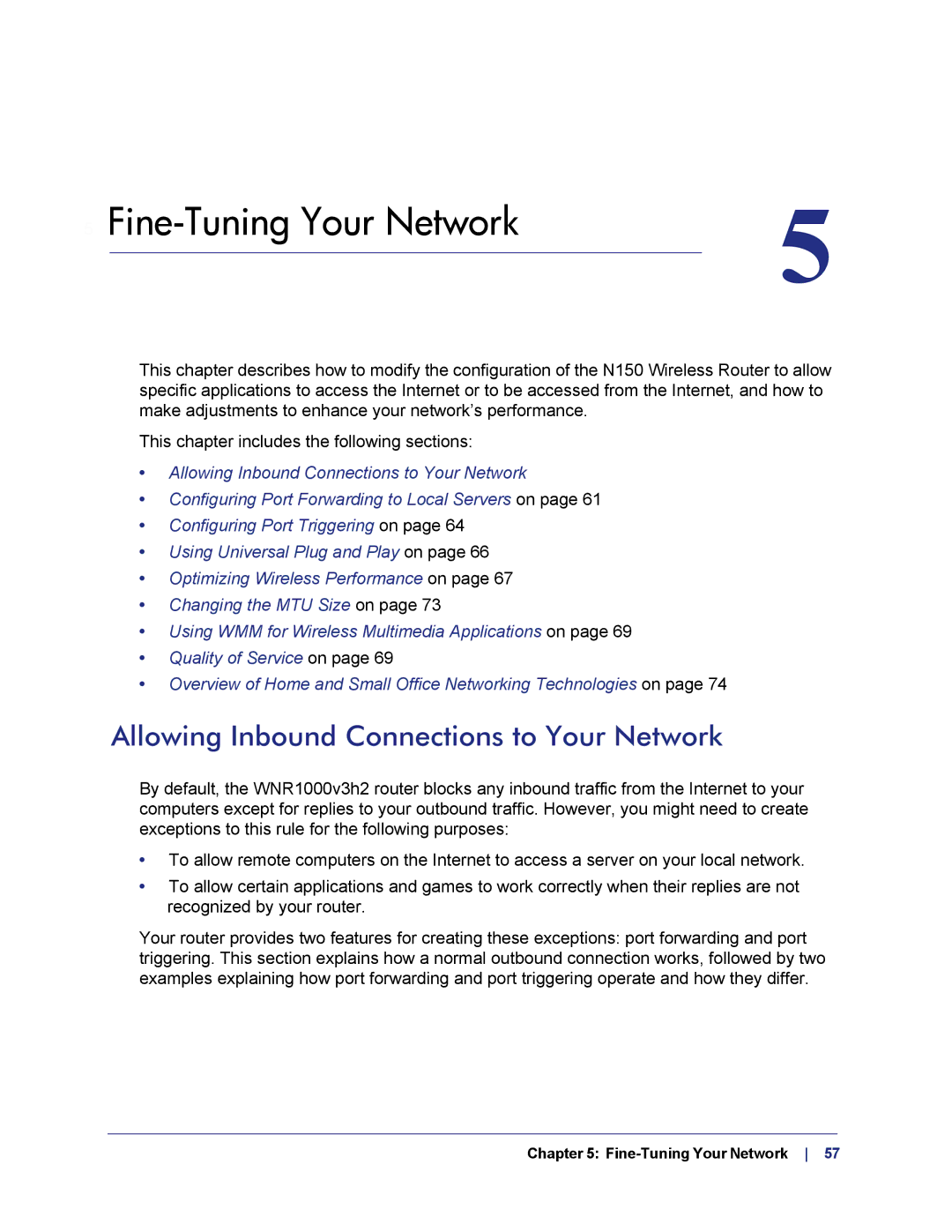 NETGEAR WNR1000v3h2 manual Allowing Inbound Connections to Your Network, Fine-Tuning Your Network 