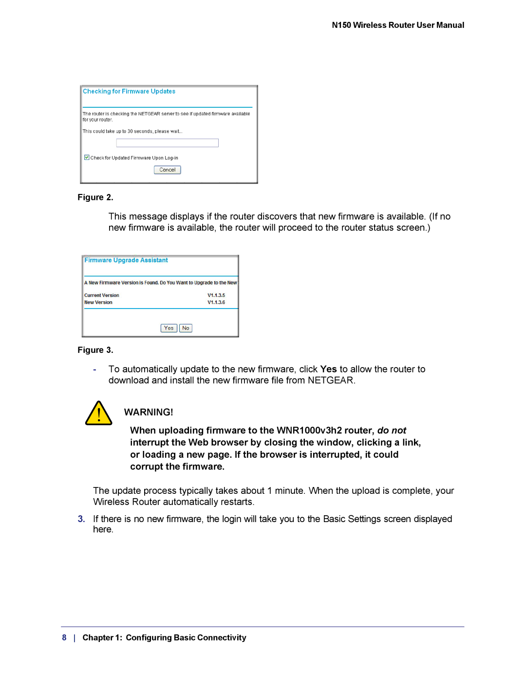 NETGEAR WNR1000v3h2 manual Configuring Basic Connectivity 