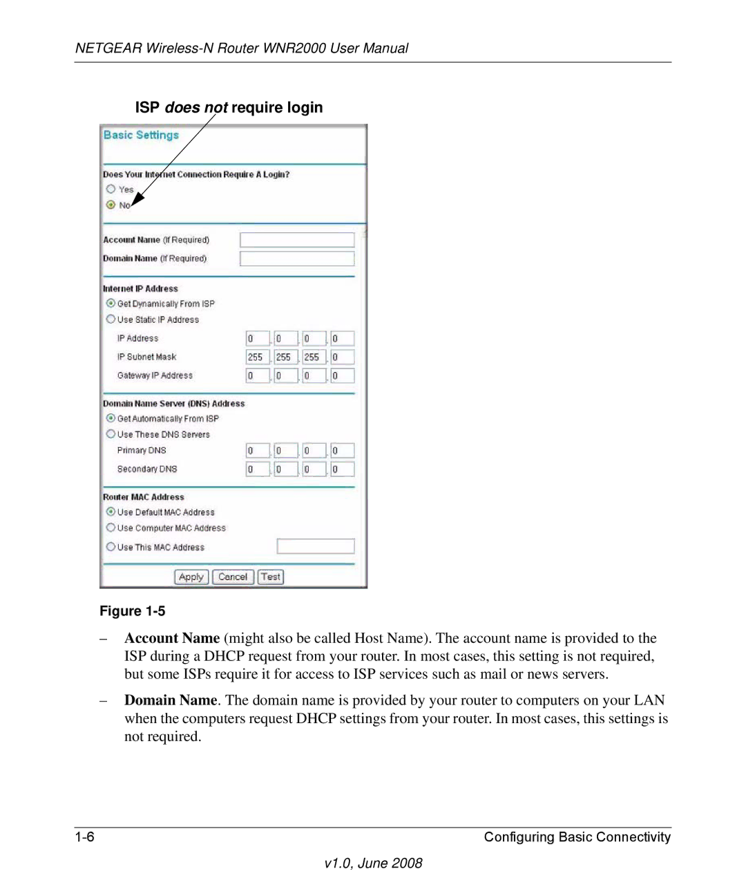 NETGEAR WNR2000-100NAS user manual ISP does not require login 