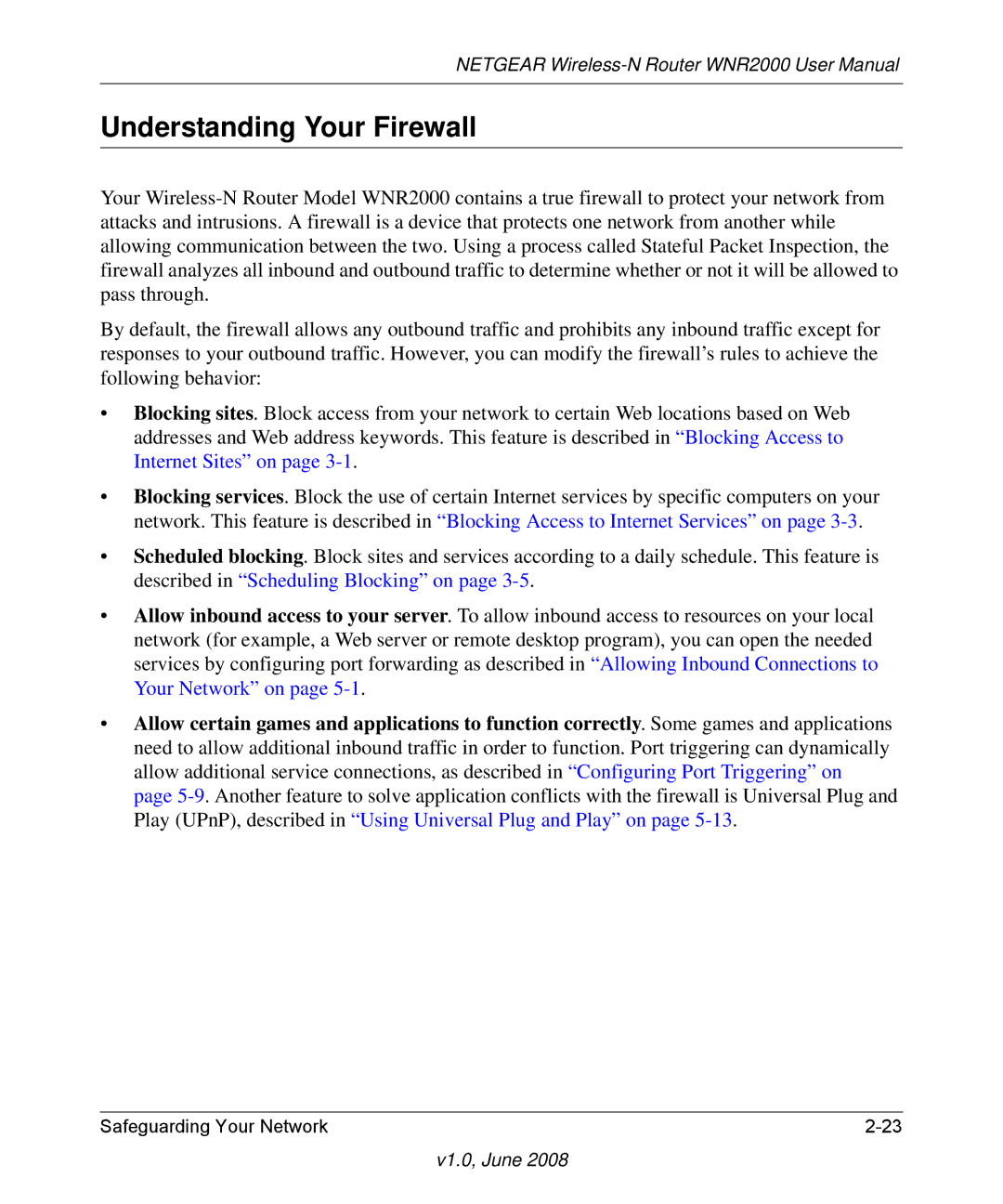 NETGEAR WNR2000-100NAS user manual Understanding Your Firewall 