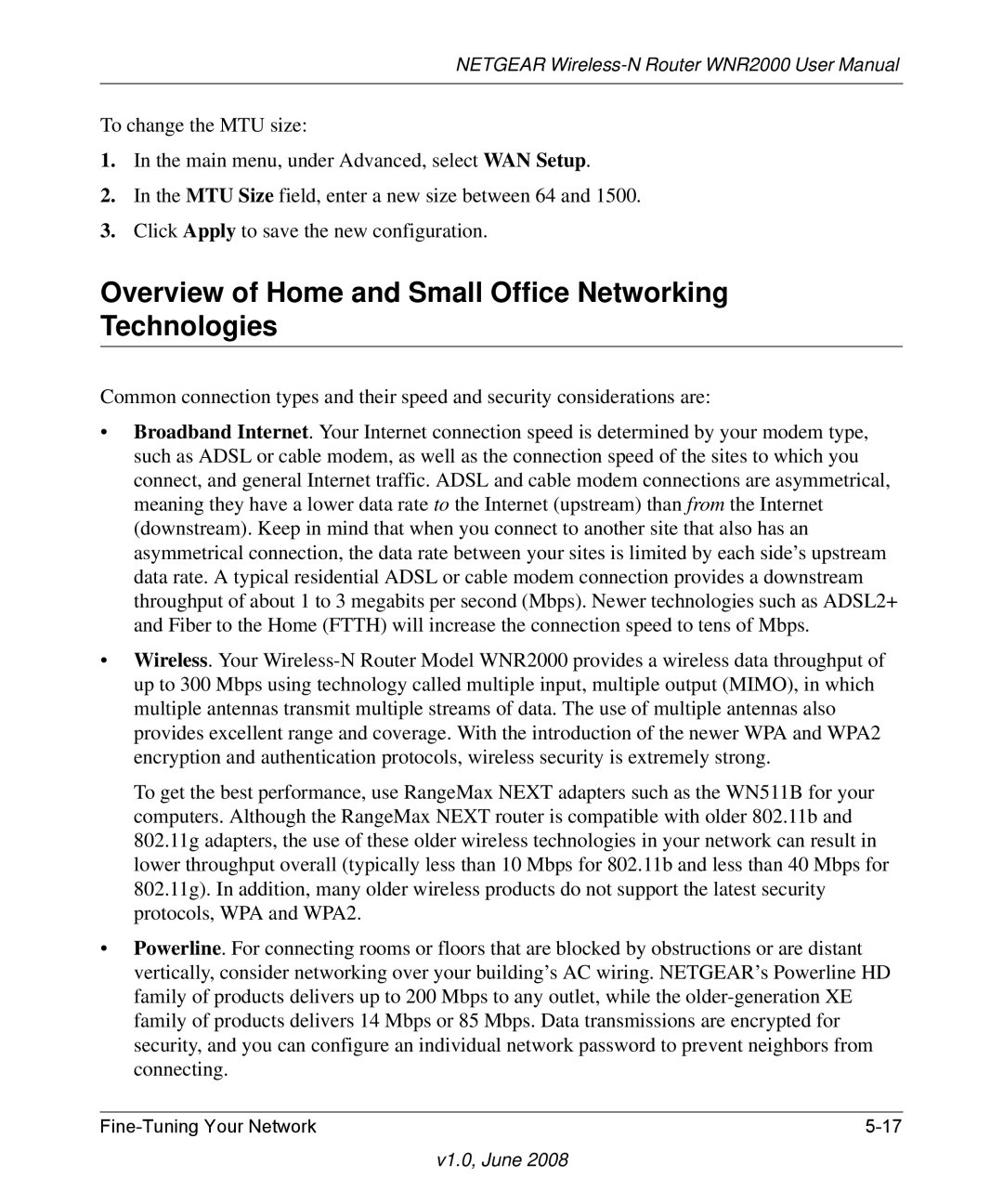 NETGEAR WNR2000-100NAS user manual Overview of Home and Small Office Networking Technologies 