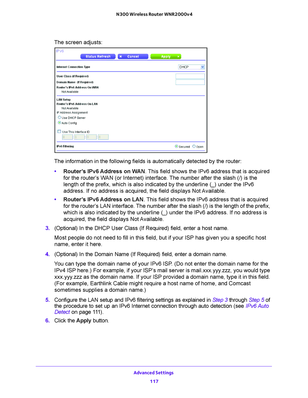 NETGEAR WNR2000-100FSS user manual Advanced Settings 117 