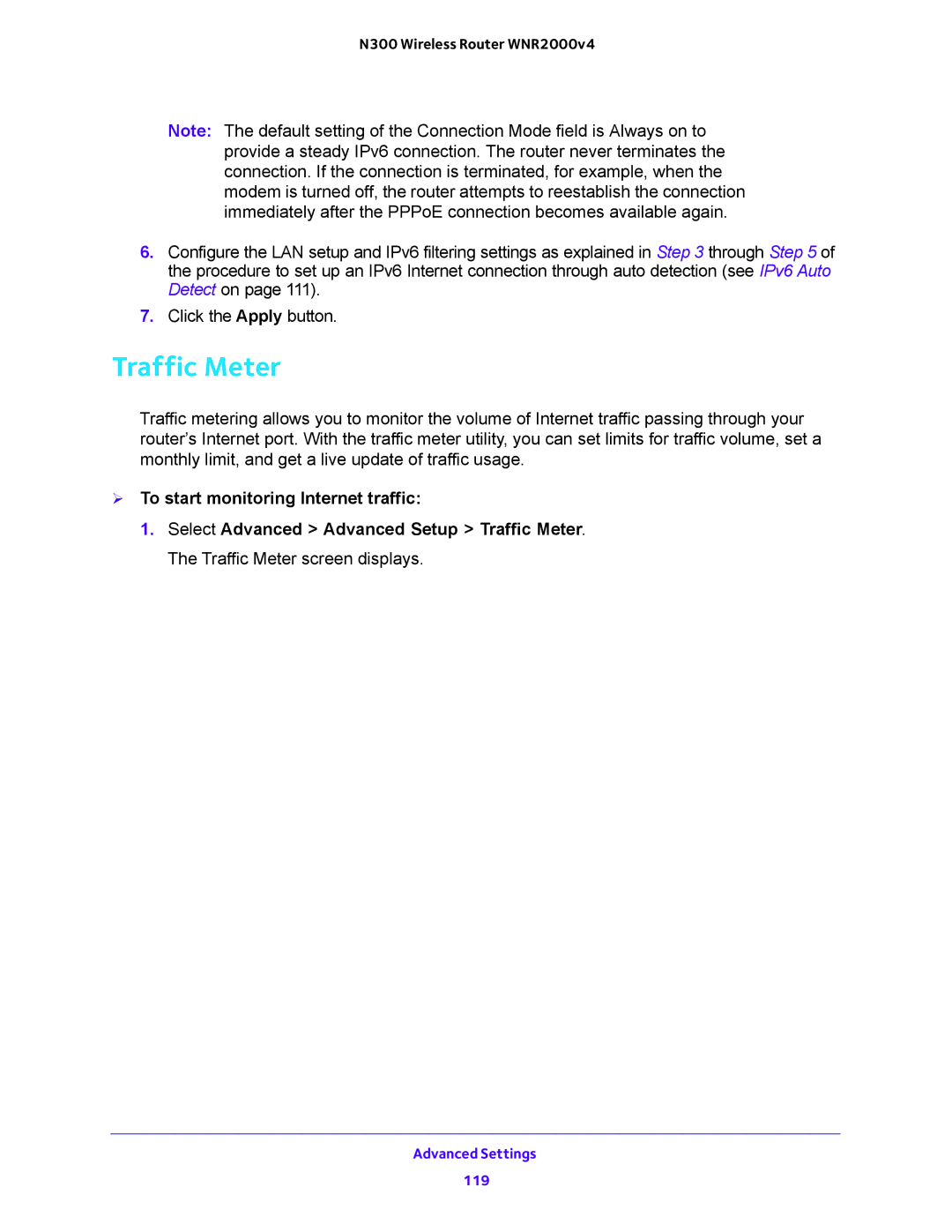 NETGEAR WNR2000-100FSS user manual Traffic Meter 