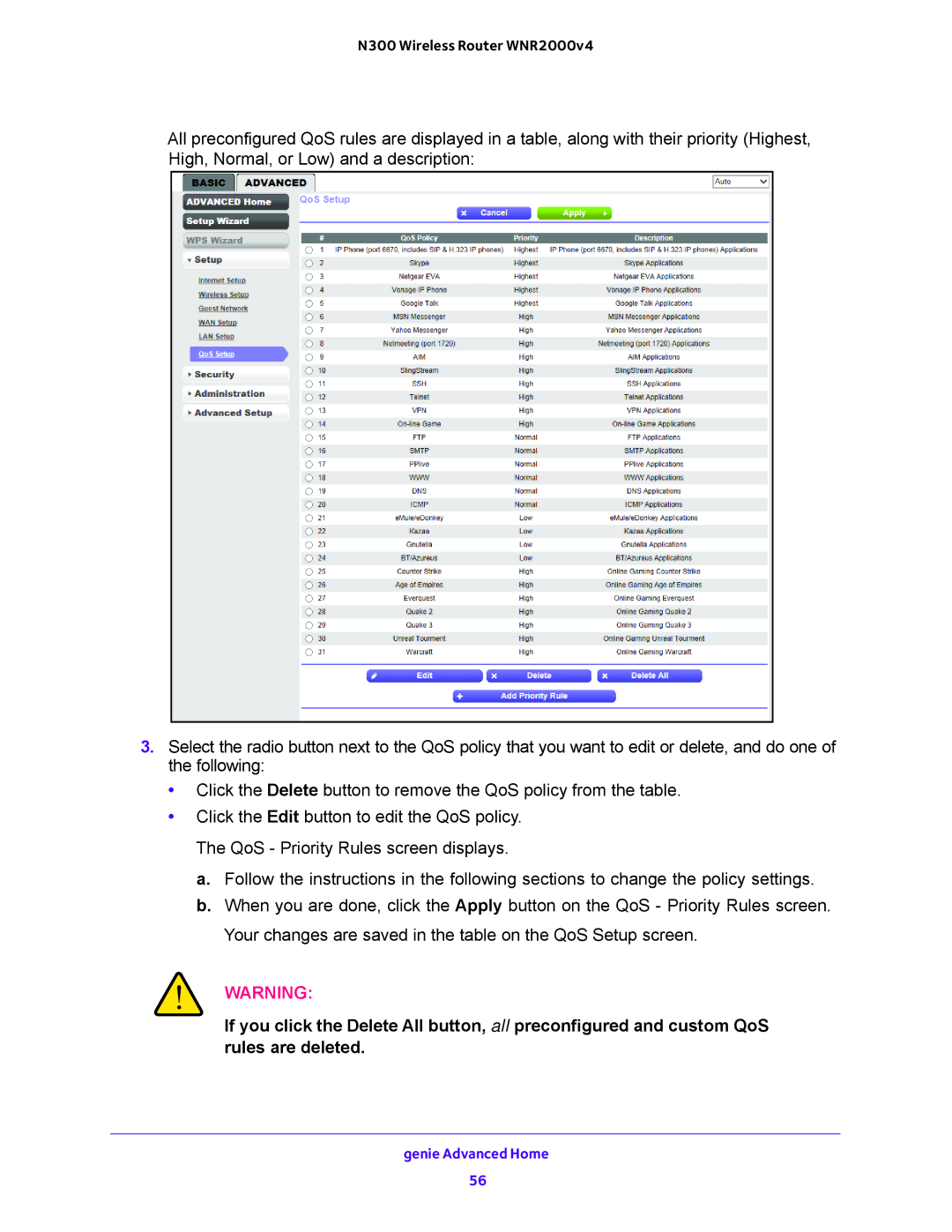 NETGEAR WNR2000-100FSS user manual Genie Advanced Home 