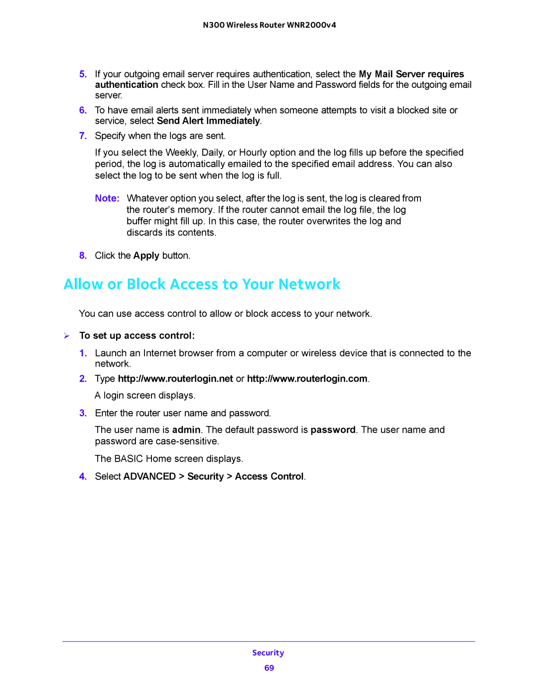 NETGEAR WNR2000-100FSS user manual Allow or Block Access to Your Network,  To set up access control 