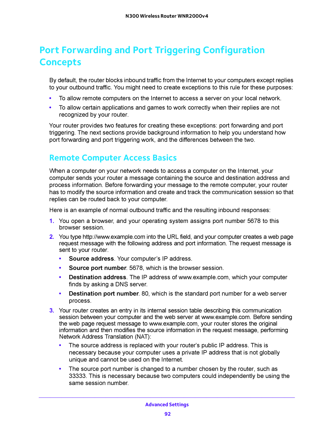 NETGEAR WNR2000-100FSS Port Forwarding and Port Triggering Configuration Concepts, Remote Computer Access Basics 