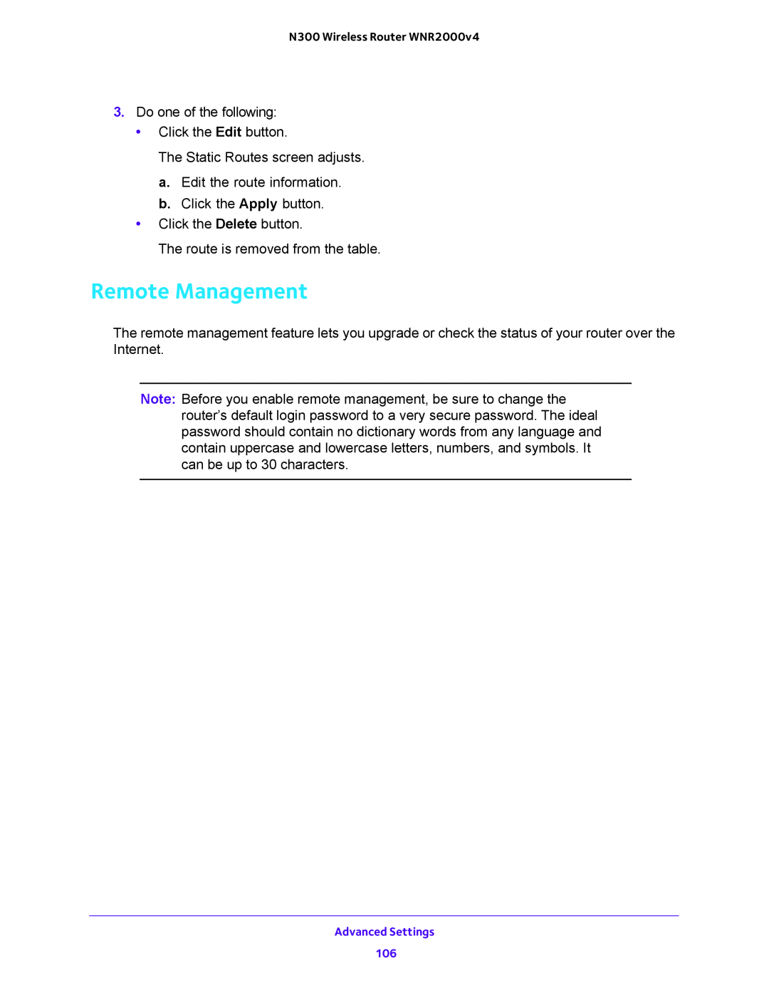 NETGEAR WNR2000-100FSS user manual Remote Management 