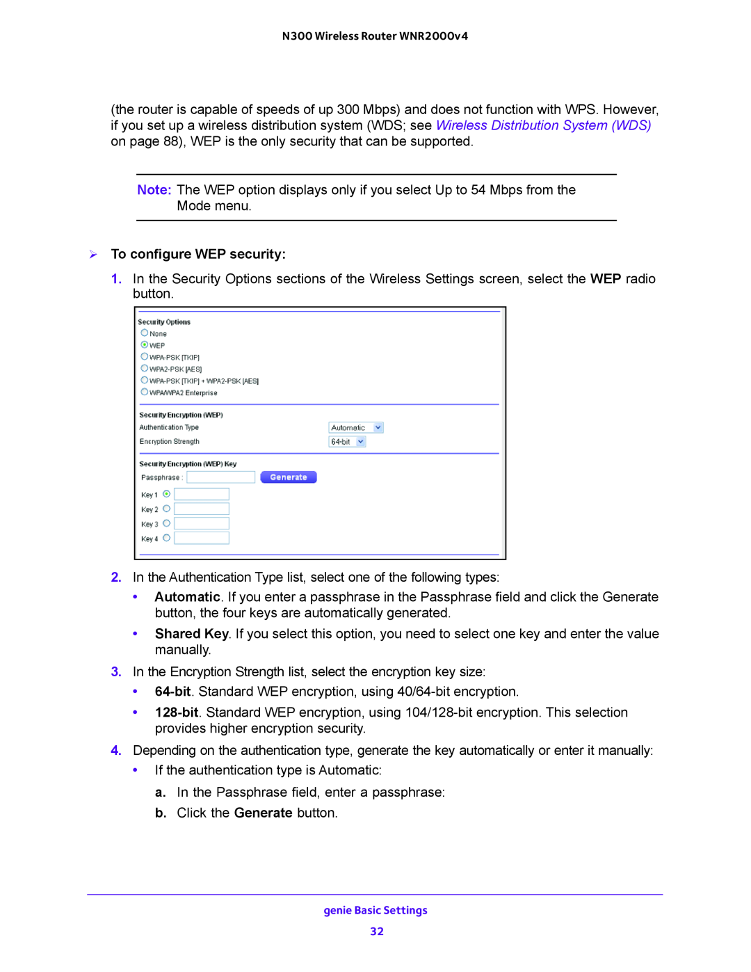 NETGEAR WNR2000-100FSS user manual  To configure WEP security 