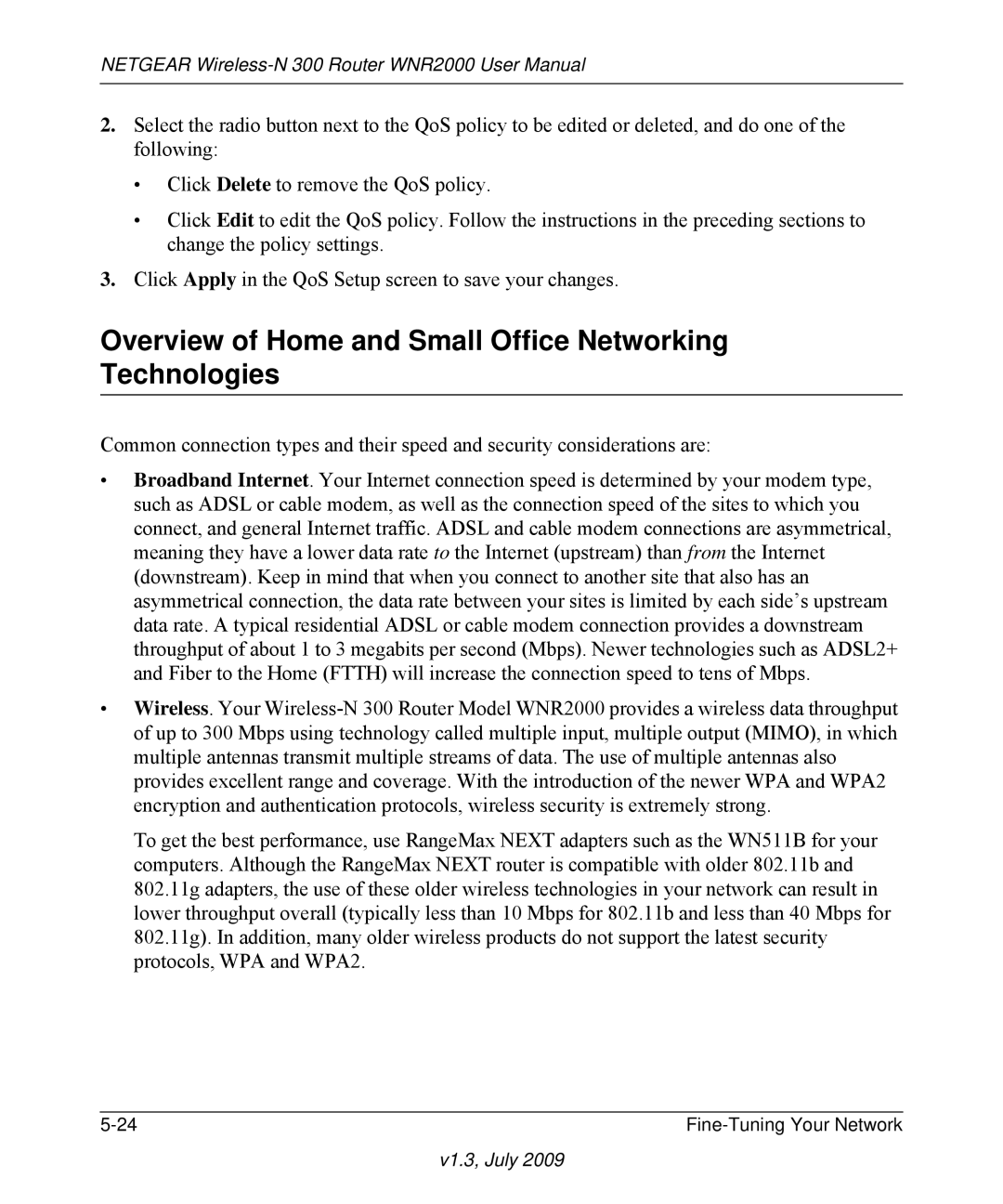 NETGEAR WNR2000 manual Overview of Home and Small Office Networking Technologies 