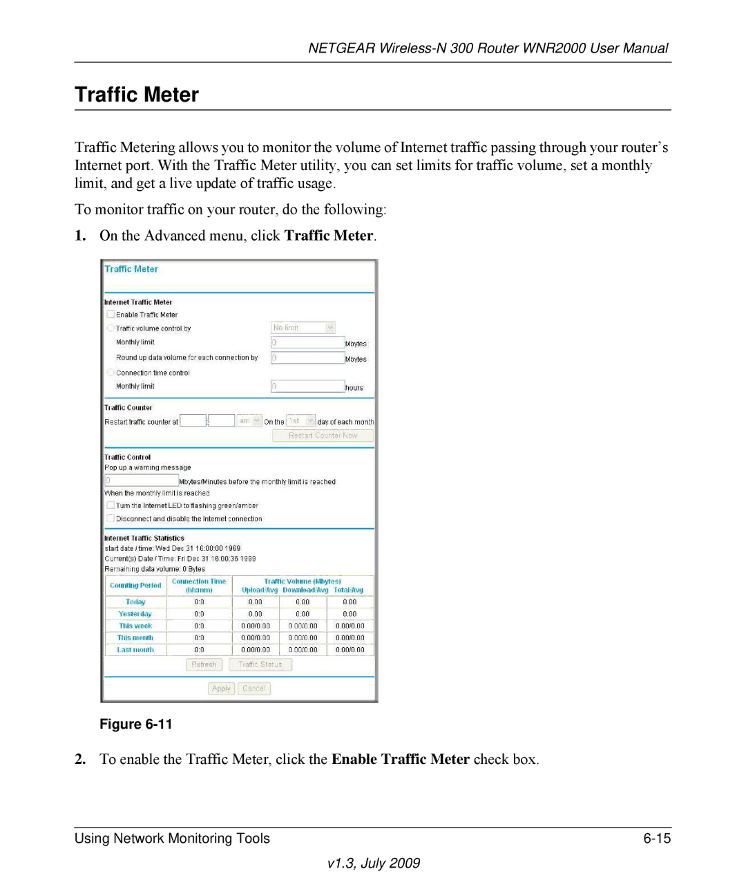 NETGEAR WNR2000 manual Traffic Meter 