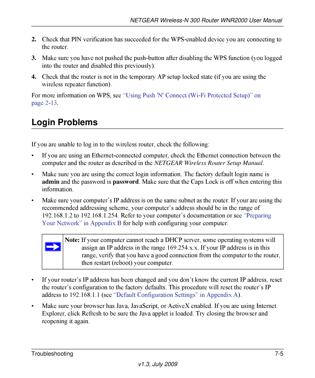 NETGEAR WNR2000 manual Login Problems 