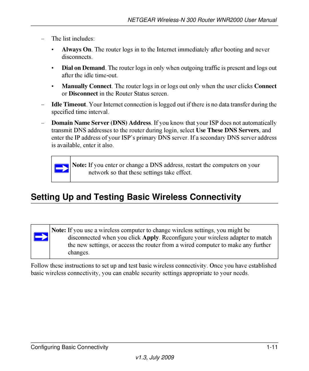 NETGEAR WNR2000 manual Setting Up and Testing Basic Wireless Connectivity 