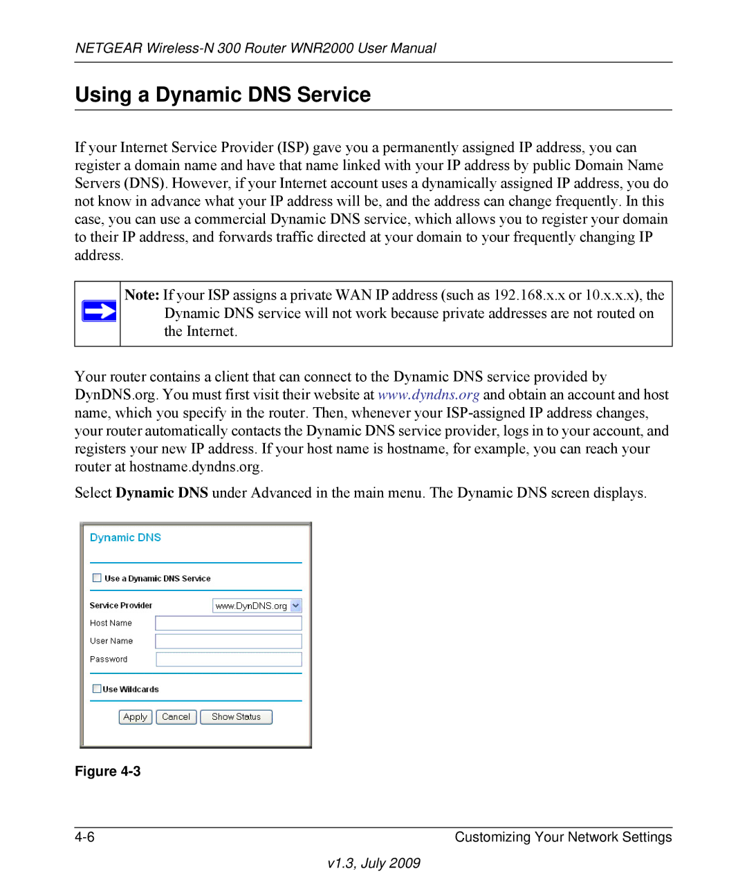 NETGEAR WNR2000 manual Using a Dynamic DNS Service 