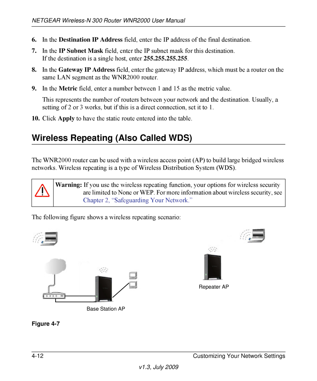 NETGEAR WNR2000 manual Wireless Repeating Also Called WDS 