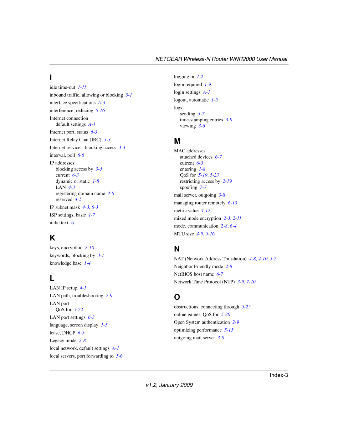 NETGEAR WNR2000 user manual Index-3 